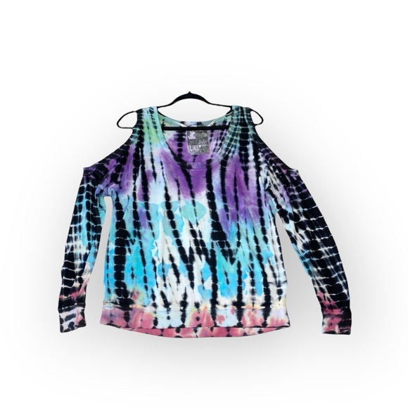 Young Fabulous & Broke Tops - Young Fabulous & Broke YFB ☀︎︎ Cold Shoulder Pullover Top ☀︎︎ Multi Tie Dye ☀︎︎M